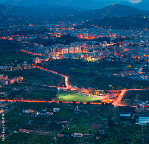 Night view from the bird's eye of the town Bagheria photo