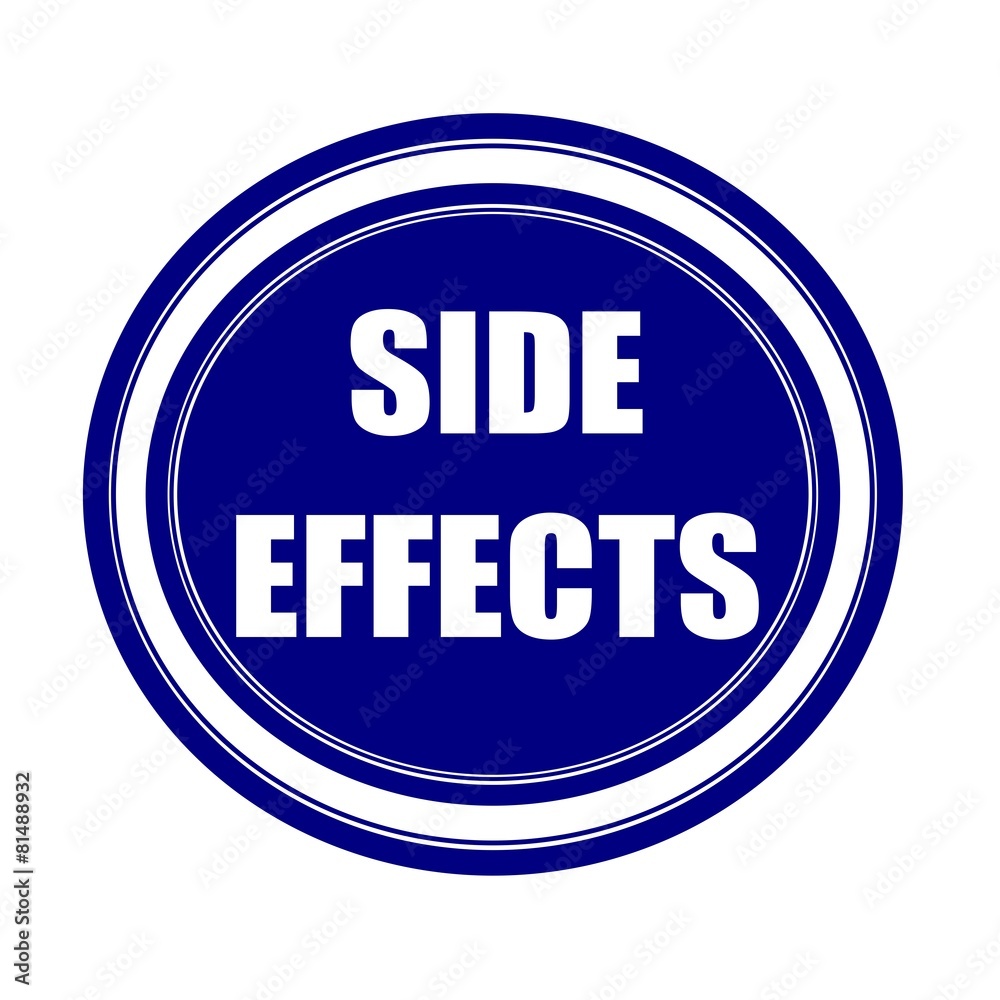 Side effect white stamp text on blueblack Side effect white stamp text on blueblack