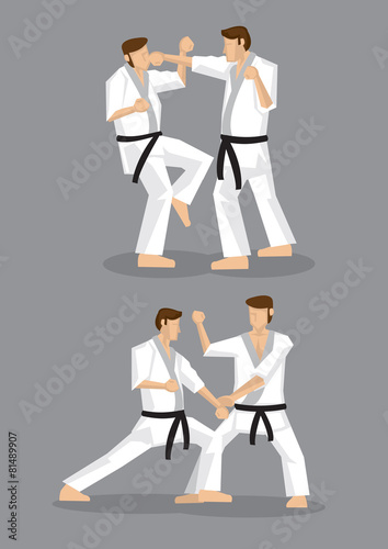 Karate Taekwondo Sparring Vector Illustration
