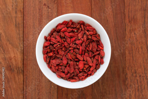 berries of goji in white dish