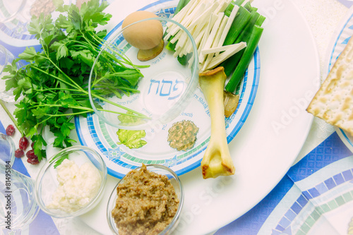 seder plate for passover ceremony