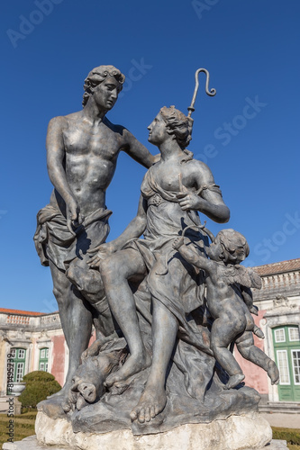 Statues vintage Rococo era. In the park Queluz.