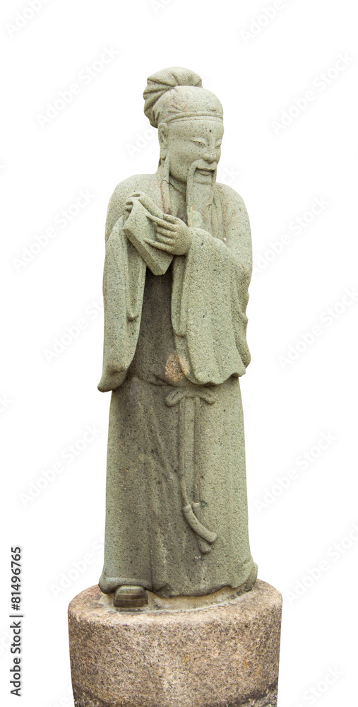 confucius statue isolated white background