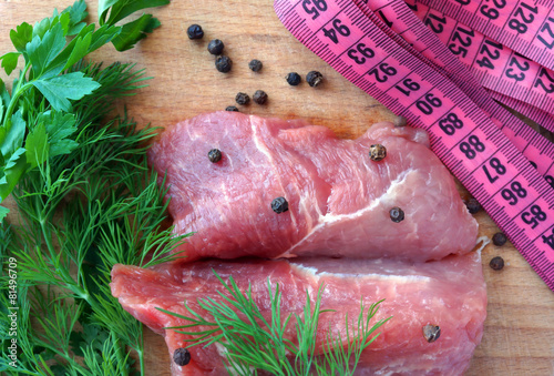 Fresh Meat  on Wooden Board. Paleo diet