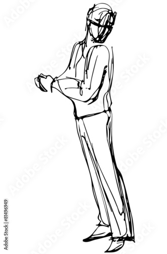 vector sketch of a man looking back over his shoulder