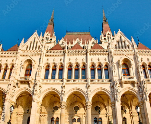 Details of the Hungarian parliament in Budapest