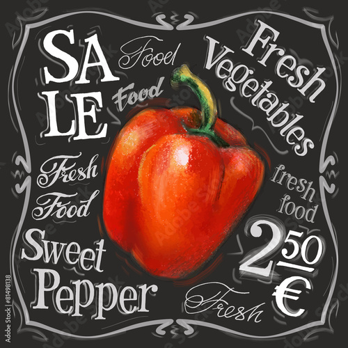 sweet pepper vector logo design template. fresh vegetables, food