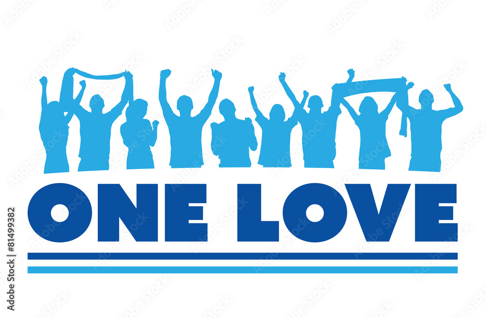 One love with cheering crowd vector One love with cheering crowd vector