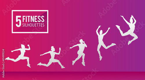 Five fitness silhouettes vector