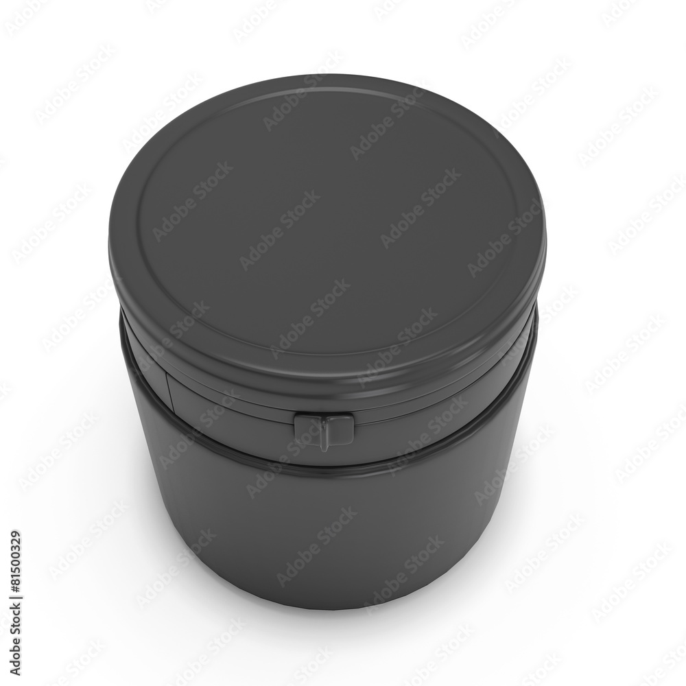 Template for design of a black plastic can for products Template for design of a black plastic can for products