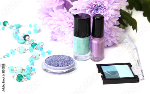 spring make-up and cosmetics - nail polishes, shadow photo