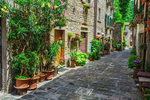 Fototapeta Naklejka Na Ścianę i Meble -   Italian street in a small provincial town of Tuscan