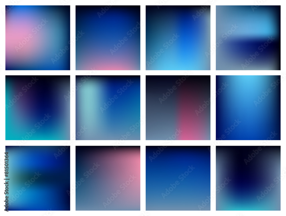 Set of vector gradient, blur backgrounds.