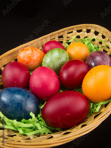 multicolor easter eggs in basket