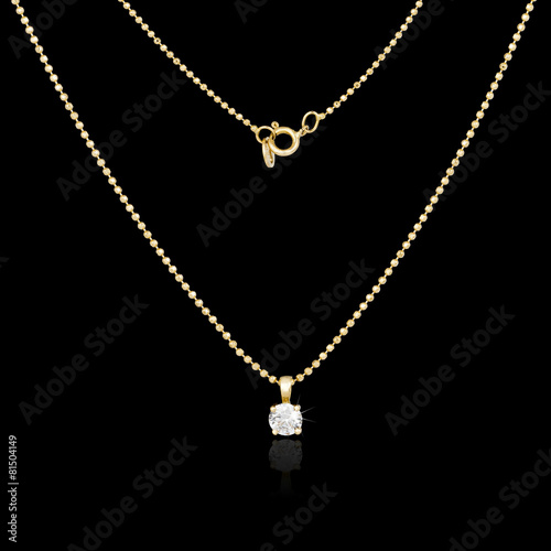 Wallpaper Mural Golden necklace isolated on black background Torontodigital.ca