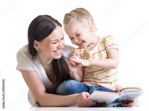 Mother is reading book with...