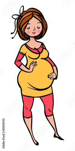 funny vector cartoon Pregnant woman