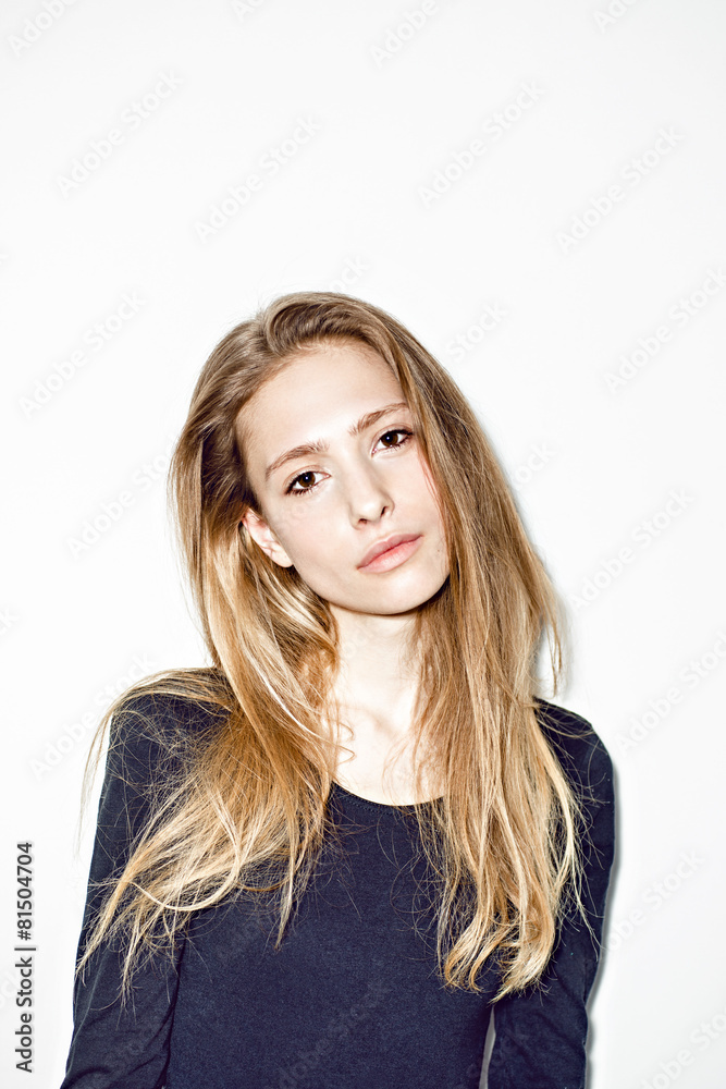 hipster girl posing on white background hipster girl posing on white background