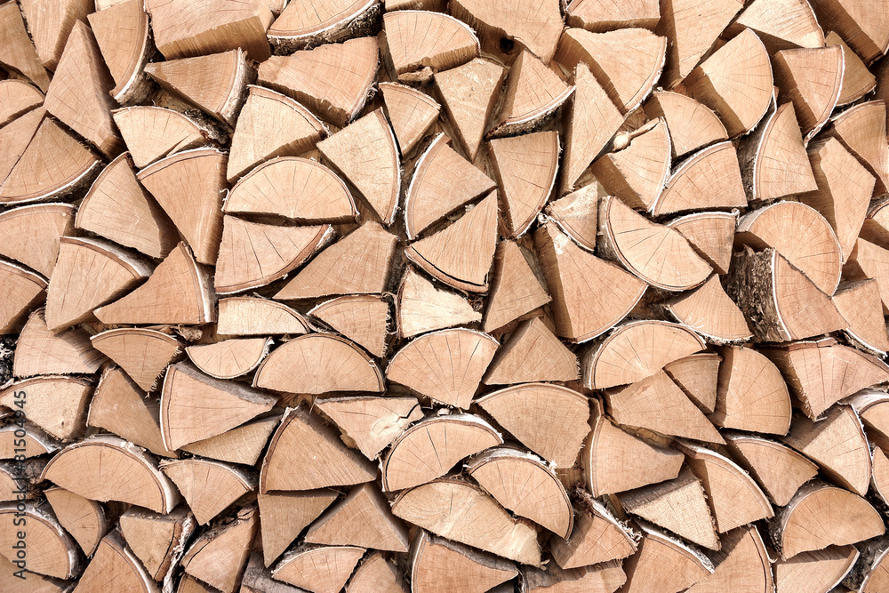 chopped firewood stacked in a woodpile for home heating chopped firewood stacked in a woodpile for home heating