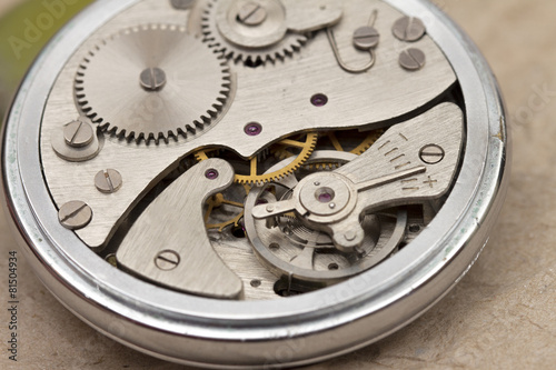 clock mechanism on the white background