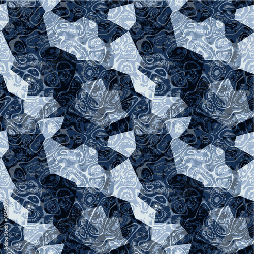 Abstract seamless dark blue marbled pattern