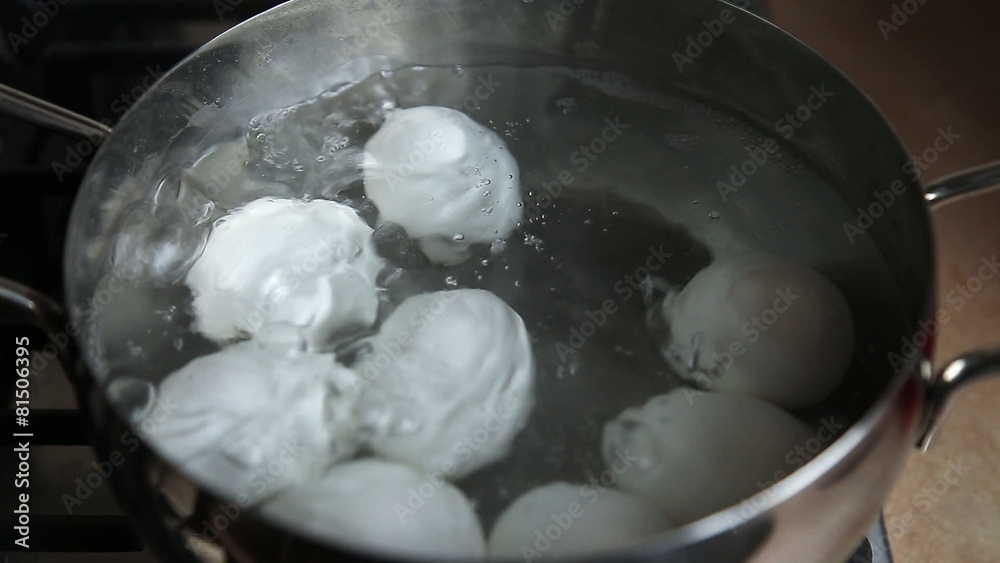 Boiled eggs in a skillet Boiled eggs in a skillet