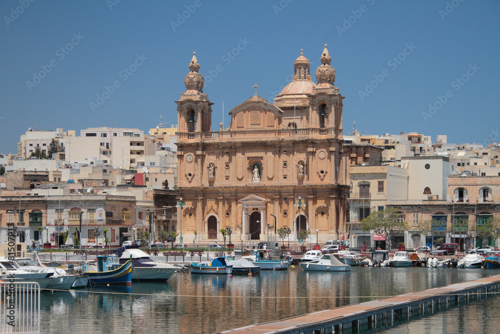 St. Lawrence Church and Vittoriosa Waterfront.Birgu, Malta