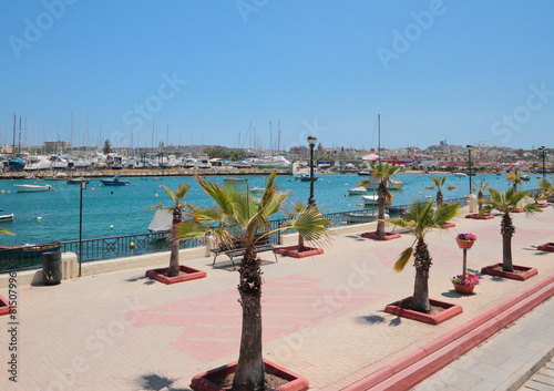 Embankment, Marsamkhet's harbor. Gzira, Malta