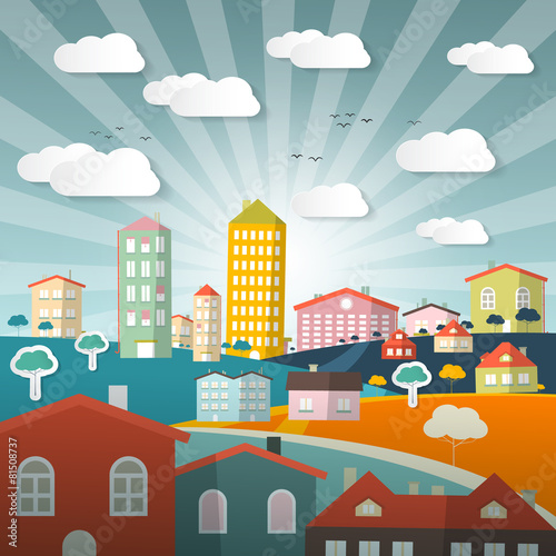 Vector Landscape Town or City