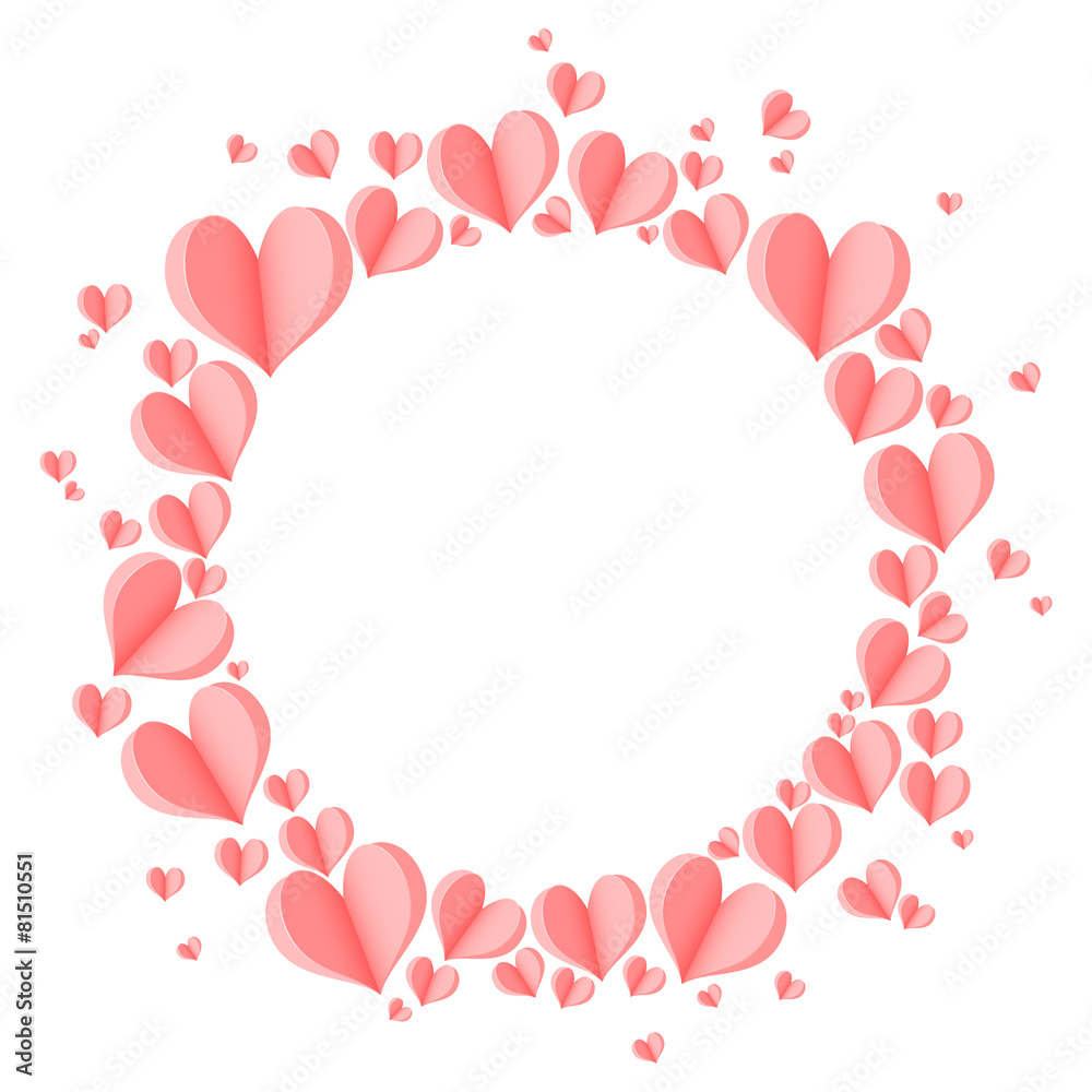 Stylish creative abstract background with pink 3d hearts.