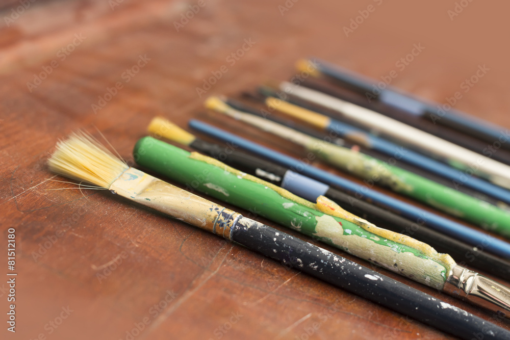 Fototapeta premium Old Used Paint Brushes
