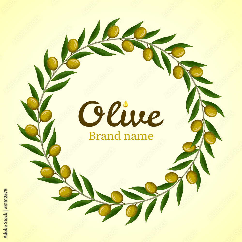 Green olive branches wreath.Vector