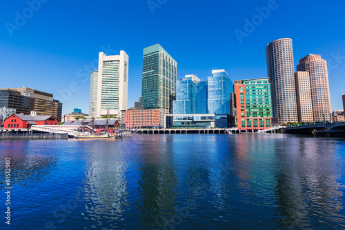 Boston skyline from Fan Pier sunlight Massachusetts © lunamarina