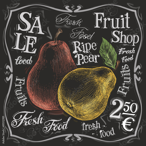 ripe pear vector logo design template.  fresh fruit, food or