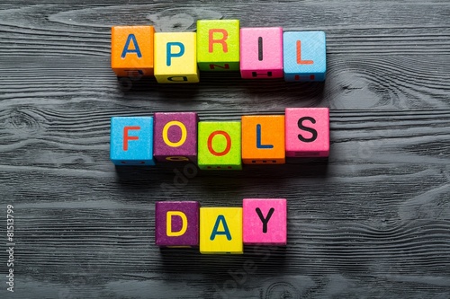 April. April Fool's Day card isolated on white background photo