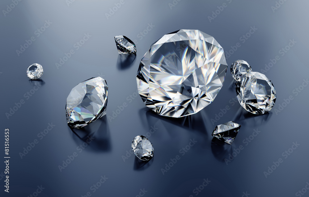 3d assorted diamonds, clear faceted gems, jewels 3d assorted diamonds, clear faceted gems, jewels