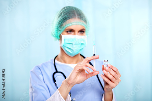 botox injection  medical nurse preparing a vaccine
