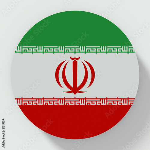 Button Iran flag isolated on white background