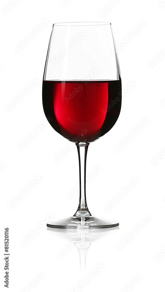 Glass of red wine isolated on white Glass of red wine isolated on white