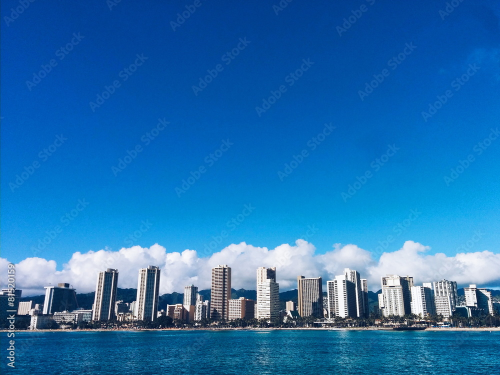 Naklejka premium Waikiki Beachfront