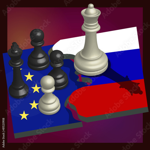 Geopolitical chess depicting the attitude of Russia