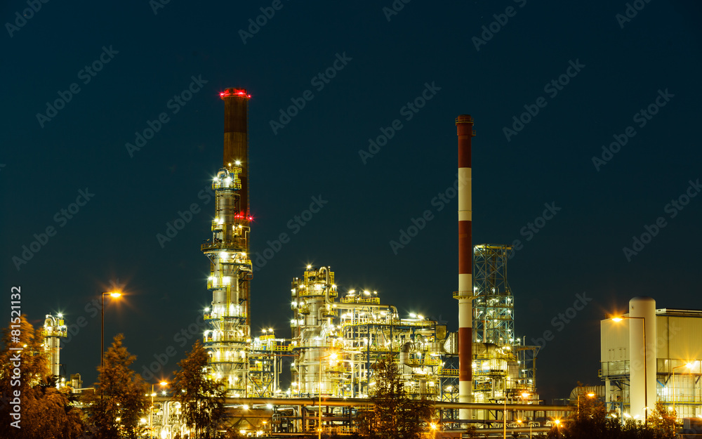 Night view of the refinery petrochemical plant