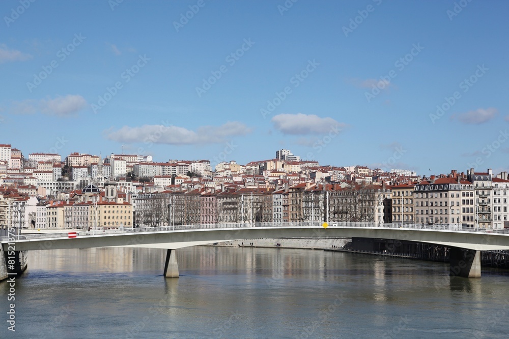 View of lyon with Saone river, France