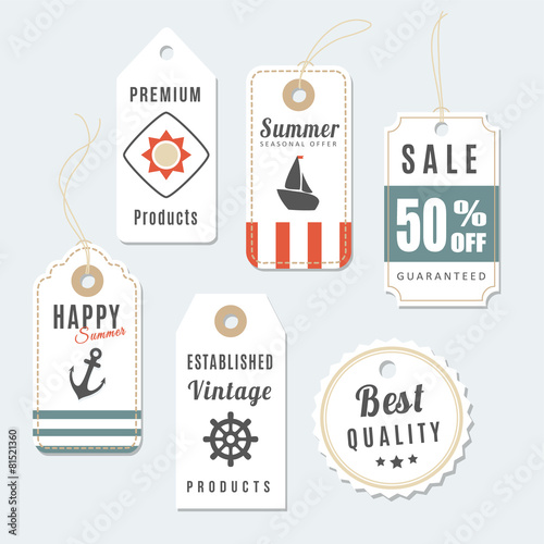Retro set of summer vintage sale,quality labels, vector tags photo