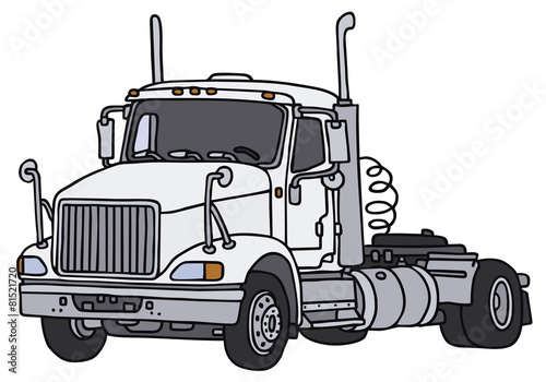 Hand drawing of a white american truck