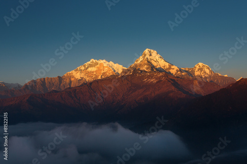 Annapurna I Himalaya Mountains View from Poon Hill 3210m at suns