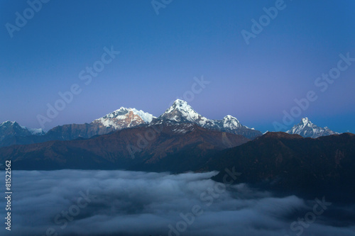 Annapurna I Himalaya Mountains View from Poon Hill 3210m at suns photo