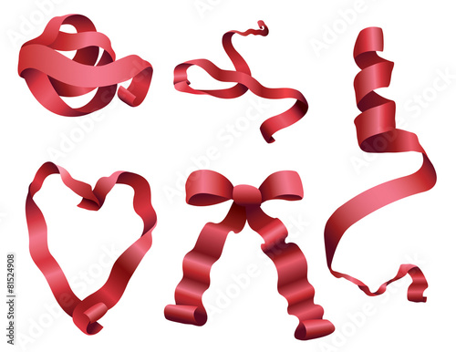 Ribbons Bows and Scrolls with Ribbon in Heart Shaped