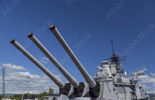 Rear Sixteen Inch Guns of the USS Missouri Battleship photo