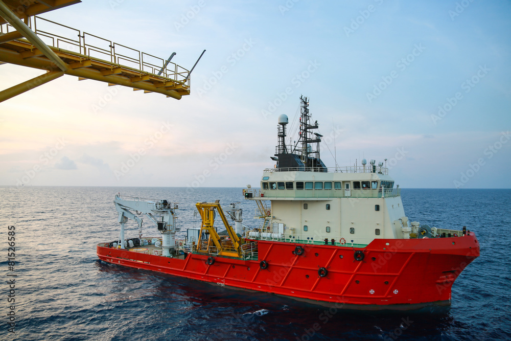 Fototapeta premium Supply boat operation shipping any cargo or basket